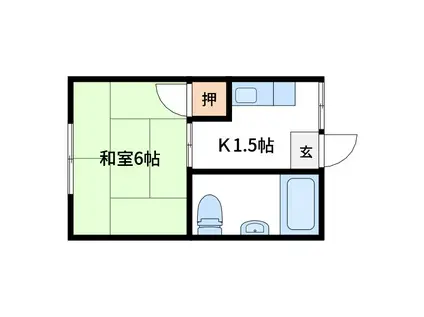 藤山荘(1K/2階)の間取り写真