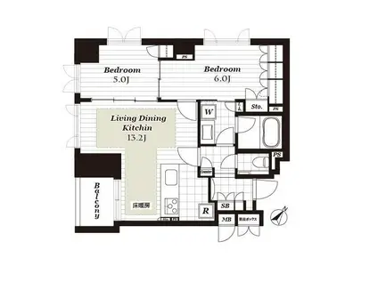 CONOE赤坂丹後町(2LDK/4階)の間取り写真