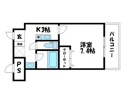 フォックスレイク(1K/2階)の間取り写真