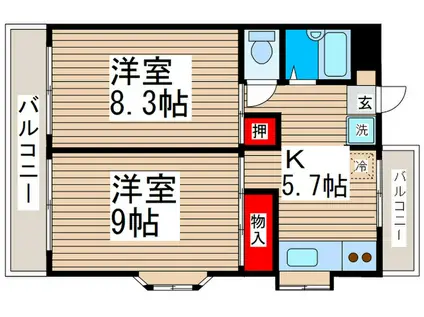 カ・ピエ花園(2K/3階)の間取り写真