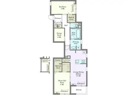 MY STYLE 船橋海神(2SLDK/2階)の間取り写真