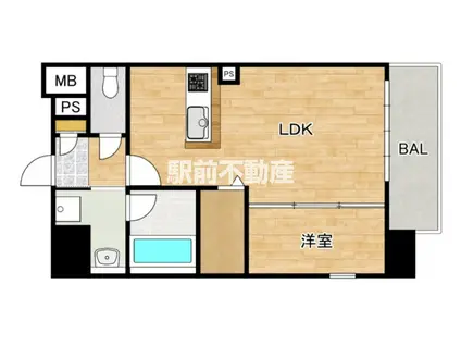 ロイヤル博多駅南(1LDK/14階)の間取り写真