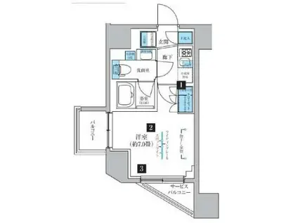 クレヴィアリグゼ北品川IIステーションコート(1K/10階)の間取り写真