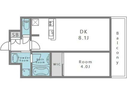 エステムコート谷町九丁目(1DK/10階)の間取り写真