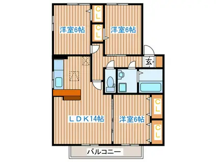 シャルマンコート杜E(3LDK/1階)の間取り写真