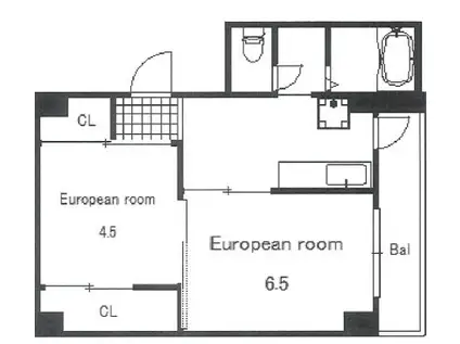 ヴィラナリー天神 2号棟(2DK/4階)の間取り写真
