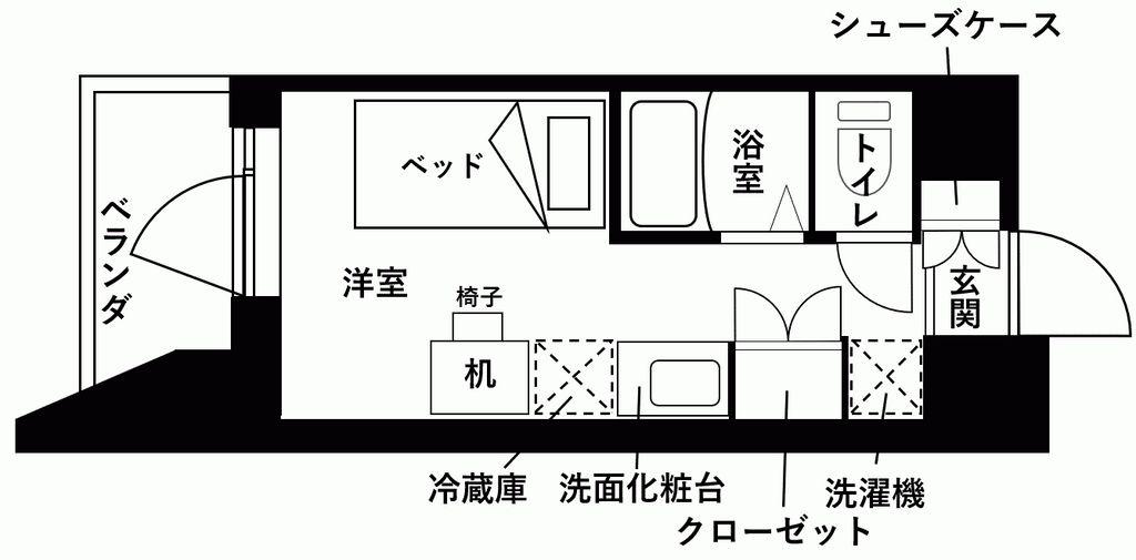 ウエリスアイビー世田谷仙川(ワンルーム/2階)の間取り写真