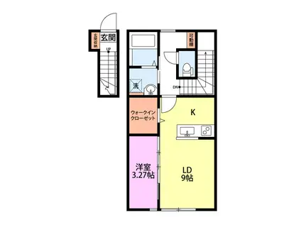 リビンド田塚II(1LDK/2階)の間取り写真