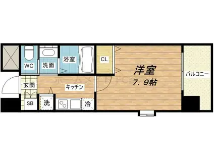 クラウンハイム北心斎橋フラワーコート(1K/11階)の間取り写真