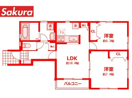 SPICA C(2LDK/1階)の間取り写真