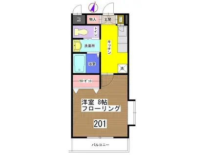 プレミール壱番館(1K/2階)の間取り写真