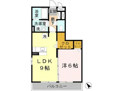 セジュール六甲道(1LDK/3階)の間取り写真