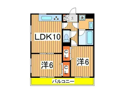 オークレア(2LDK/2階)の間取り写真