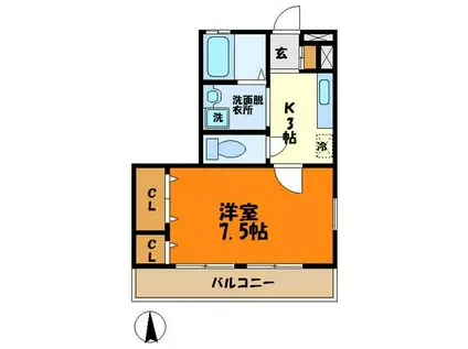 リヴェールNF小杉A棟(1K/1階)の間取り写真