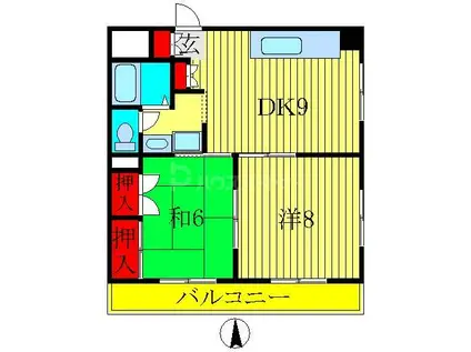満寿田マンション(2DK/2階)の間取り写真