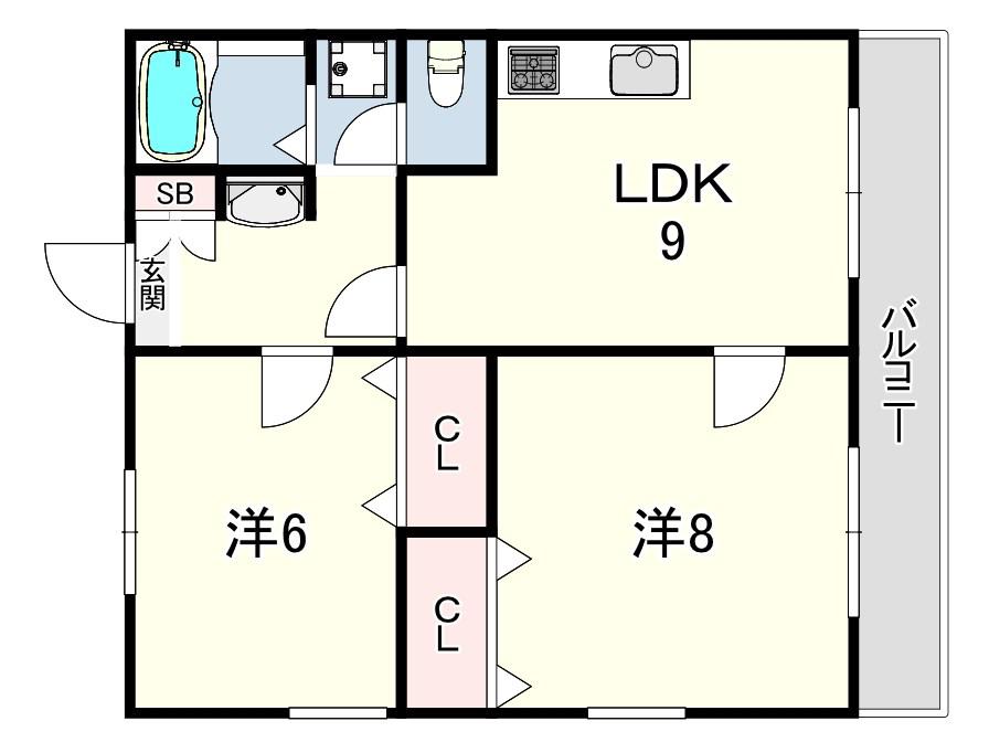 ヴィ フォレスト2(2LDK/2階)の間取り写真