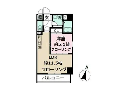 ミリアビタNO.33(1LDK/8階)の間取り写真