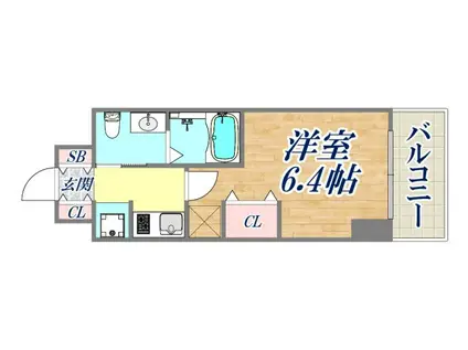 エステムコート神戸ハーバーランド前6ピクシス(1K/3階)の間取り写真