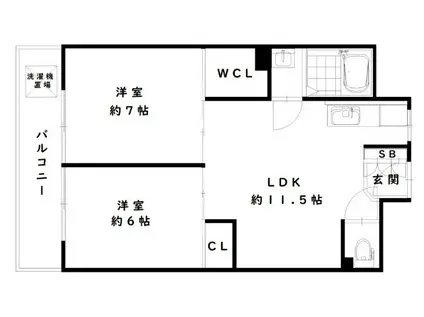 東部コーポ1号棟(2LDK/4階)の間取り写真