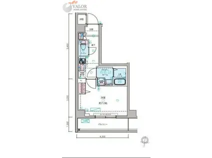 MAXIV池上GENOVIAスカイガーデン(1K/4階)の間取り写真