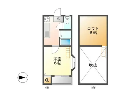 MUGHETTO(1K/2階)の間取り写真