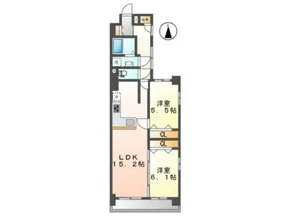 ライオンズマンション栄第2(2LDK/6階)の間取り写真