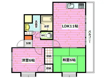 森田ビル3(2LDK/3階)の間取り写真