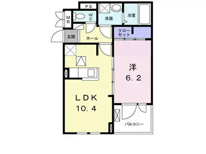 ザ・フォンテーヌ(1LDK/1階)の間取り写真