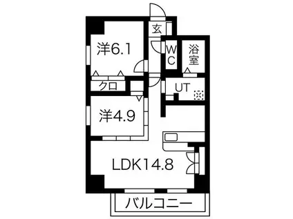 プリミエール海テラス(2LDK/9階)の間取り写真