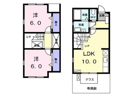 パルときわ(2LDK/1階)の間取り写真