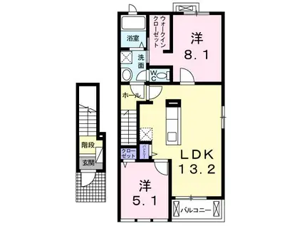 リオンリゾートI(2LDK/2階)の間取り写真