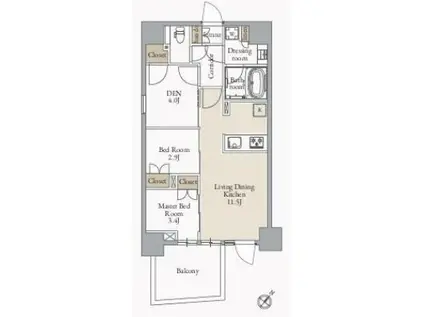 JMFレジデンス蔵前二丁目(2SLDK/8階)の間取り写真