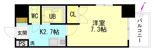 シャンテ中垣(1K/2階)の間取り写真