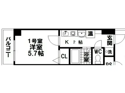 プレミアム本町(1K/3階)の間取り写真