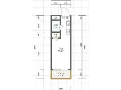 桐マンション(ワンルーム/2階)の間取り写真