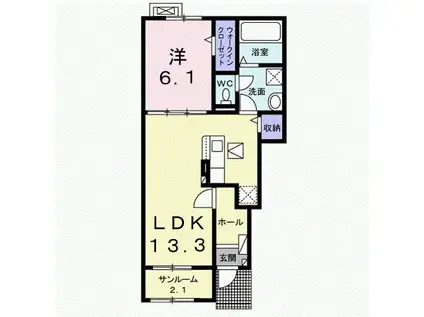 ドリームコート御代田B(1LDK/1階)の間取り写真