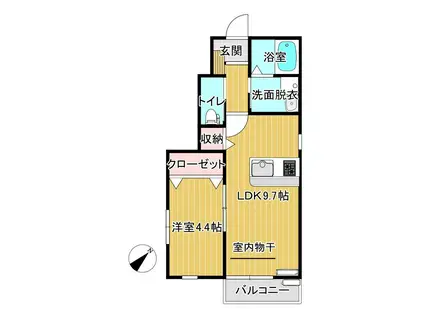 アジュールD棟(1LDK/1階)の間取り写真
