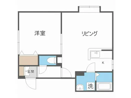 リバーウォーク菊水(1LDK/2階)の間取り写真