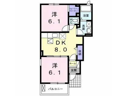 サニーハウス(2DK/1階)の間取り写真