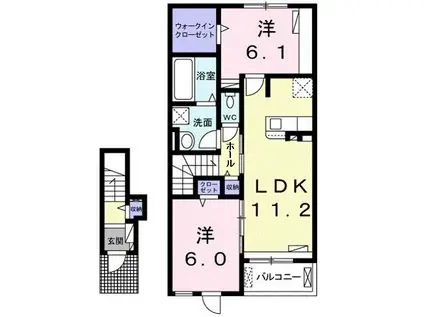 シェノン(2LDK/2階)の間取り写真