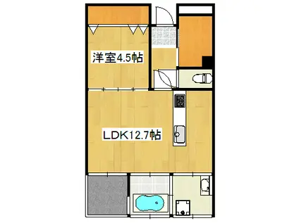 鹿児島市電唐湊線 桜島桟橋通駅 徒歩16分 3階建 築17年(1LDK/3階)の間取り写真