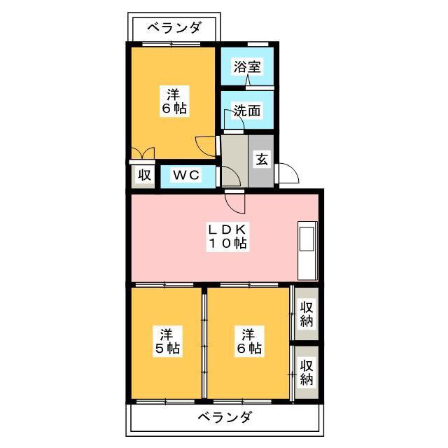 リバーサイドアベニュー A(3LDK/1階)の間取り写真