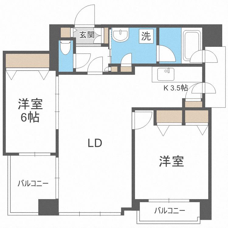ノヴァ知事公館前(2LDK/5階)の間取り写真
