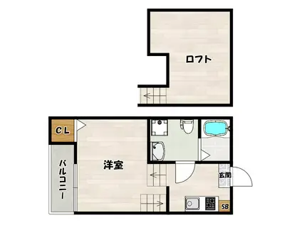 ZEXCEL夢野(1K/1階)の間取り写真