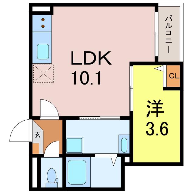 JACK KAMISHIGEHARAII(1LDK/1階)の間取り写真