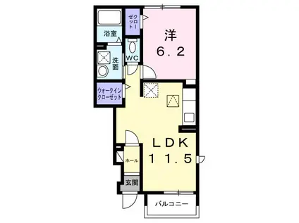 ドミールトキワ(1LDK/1階)の間取り写真