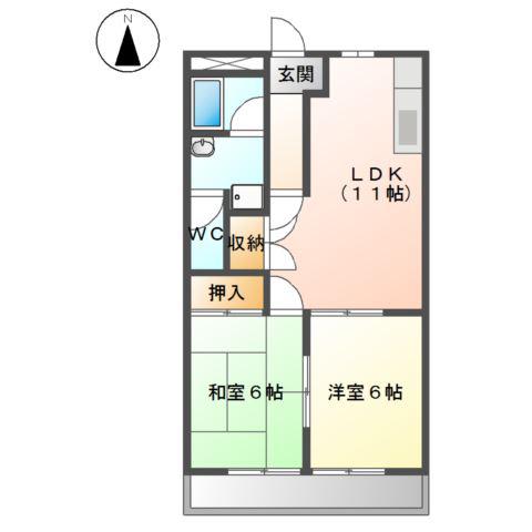 Tハピネス(2LDK/1階)の間取り写真