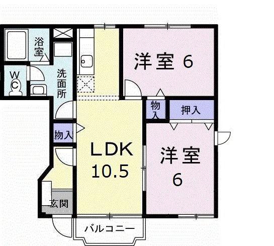 ヒルサイドコート(2LDK/1階)の間取り写真