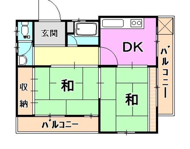 三楽レジデンス(2DK/3階)の間取り写真