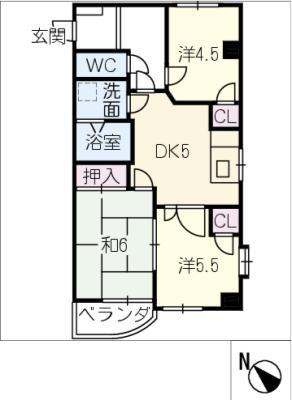 グランディルジン(3DK/3階)の間取り写真